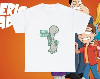 T-shirt personaggio American Dad, maglietta Roger, girocollo commedia animata, regalo per lui, citazioni esilaranti, Stan Smith, USA, merchandising Comedy Central
