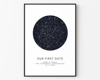 Our First Date Star Map Print  | Custom Star Map Print | Personalised Gift For Couples | Valentines Present | Personalised Valentines Gift