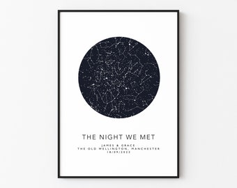 The Night We Met Star Map Print  | Custom Star Map Print | Personalised Gift For Couples | Valentines Present | Personalised Valentines Gift