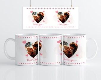 Custom I Love You Mug With 2 Photos | Valentines Gift | Personalised Valentines Gift |  Valentines Present | Gifts For Her