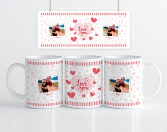 Custom Photo Love You Mug With 2 Photos | Valentines Gift | Personalised Valentines Gift |  Valentines Present | Gifts For Her