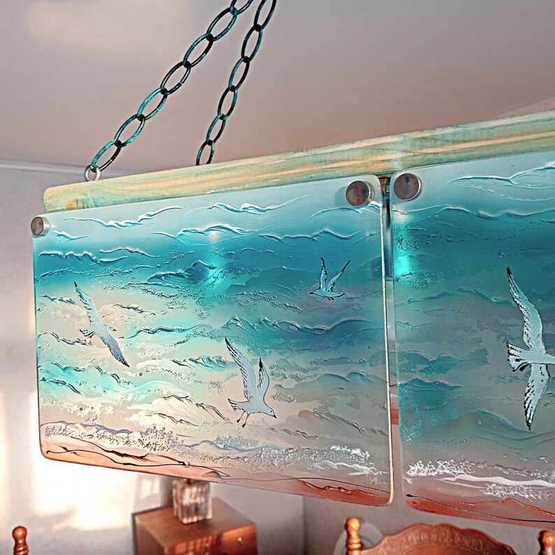 Beach House Chandelier Stained Glass Light Chandelier Over Kitchen