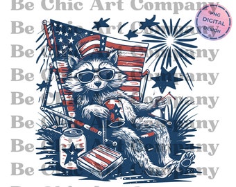 Raccoon 4th of July PNG, Fourth of July Sublimation PNG, Funny Racoon Png, 4th of July shirt Png, American Flag Png, sublimation design png