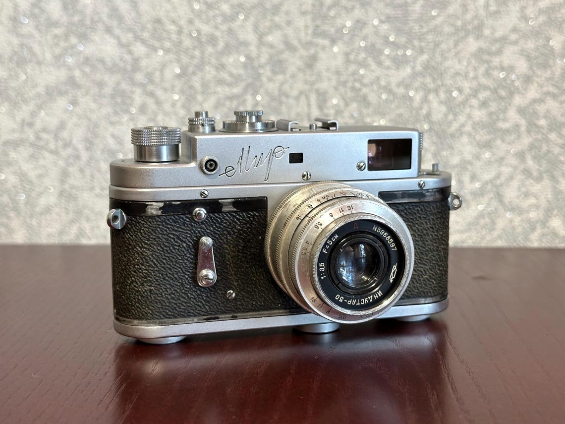 Mir ( Zorki ) Vintage 35mm Film Camera Rangefinder Lens Industar-50 ussr Soviet, foto 2 di 5