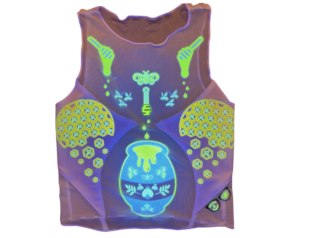 Honey Bees Crop UV / Blacklight Reactive EDM Festivals Rave Wear ...