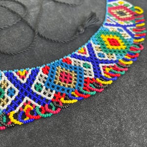 Färgglatt ukrainskt pärlhalsband | Traditionell Sylianka Gerdan | Handgjort halsband med fröpärlor | Folkliga uttalandesmycken, present till henne