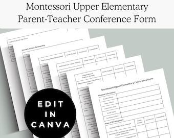 Editable Montessori Upper Elementary Parent-Teacher Conference Form | Customize in Canva