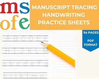 Manuscript Tracing Handwriting Practice Sheets | Montessori | Primary | Early Childhood | Preschool