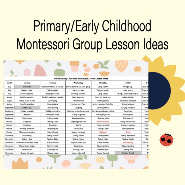Primary/Early Childhood Montessori Group Lesson Ideas - Includes FREE Digital Lesson Gift