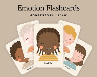 Montessori Emotion Flashcards: SEL Learning, Laminated 4x6