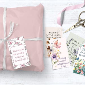 Montessori Anleitung Wertschätzung Geschenkanhänger | Blumenmuster | Digitaler Download | Woche der Wertschätzung für Lehrer | Geschenk geben