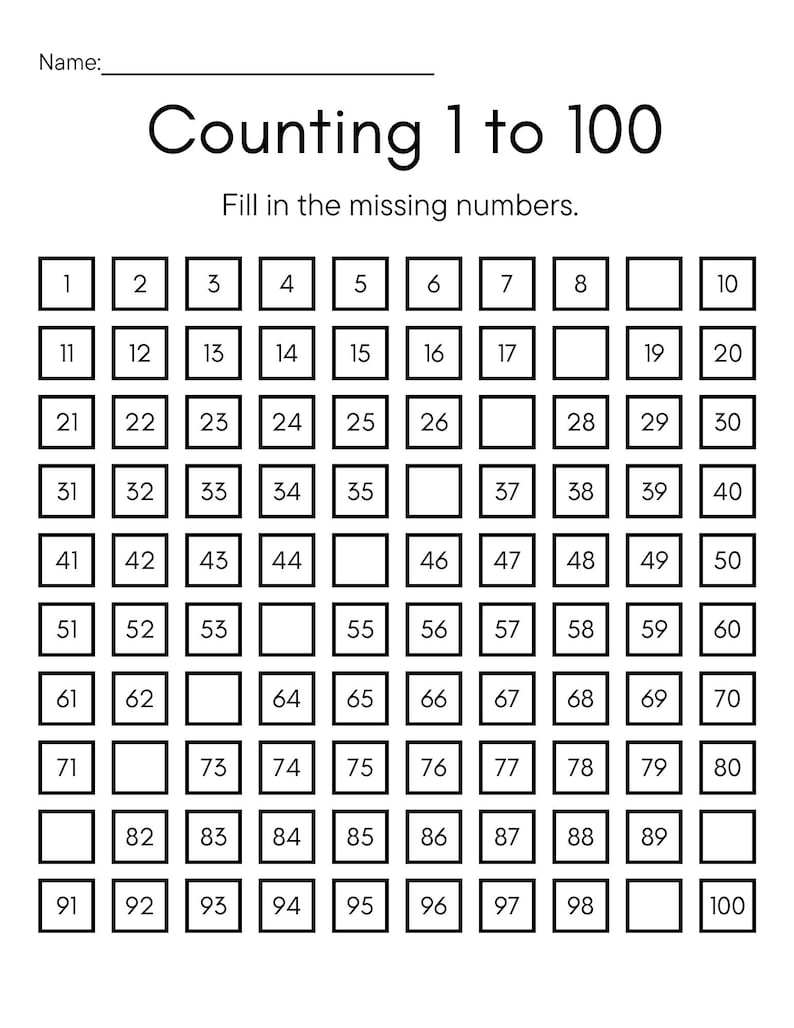 Skip Counting Math Printable: Early Learning Activity (digital Download ...