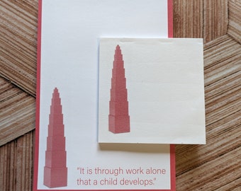 Montessori Pink Tower Notepad + Sticky Notes - Teacher Appreciation Gift