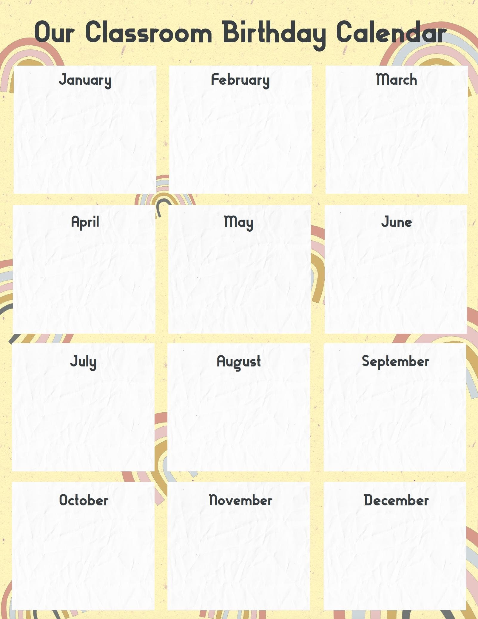 Our Classroom Birthday Calendar Printable Montessori Preschool Daycare Classroom Management Celebrations - Etsy our-classroom-birthday-calendar-printable-montessori-preschool-daycare-classroom-management-celebrations-etsy