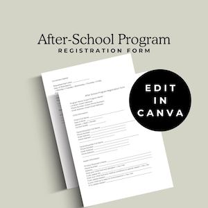 Editable After-School Program Registration Form Canva Template | Customizable & Professional Design