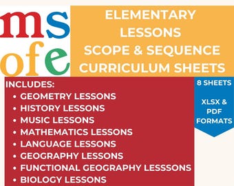 Montessori Elementary Lesson Scope & Sequence Curriculum Sheets | Montessori Lessons | Record Keeping Sheet