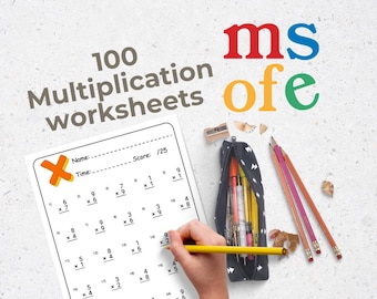 100 Multiplication Worksheets with Answer Key - Fun & Easy Math Practice for Kids