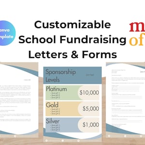 Customizable School Fundraising Canva Templates | Editable Nonprofit Event Flyers, Donation Forms | Sponsorship Level Template