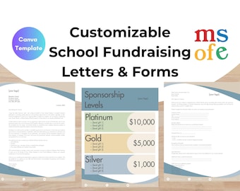 Customizable School Fundraising Canva Templates | Editable Nonprofit Event Flyers, Donation Forms | Sponsorship Level Template