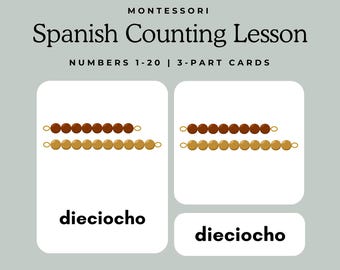 Flashcards de comptage en espagnol : nombres Montessori 1-20 (imprimables)