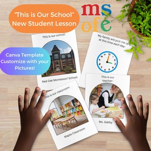 Esta es nuestra plantilla de Canva de tarjetas de orientación para nuevos estudiantes Montessori de la escuela / Primera infancia / Primaria / Presentación de lección en el aula