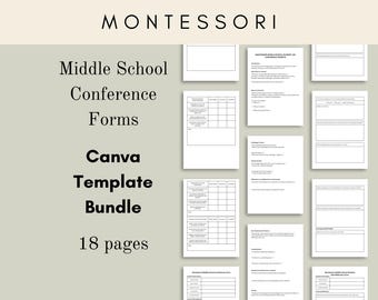 Editable Montessori Middle School Conference Form Bundle | Customize in Canva