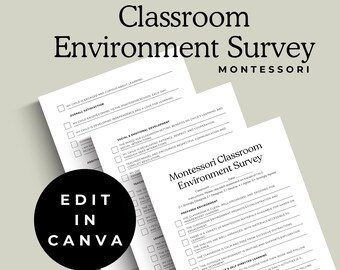 Editable Montessori Classroom Environment Survey Canva Template | Printable School Form | Private School | Director | Principal