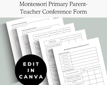 Editable Montessori Primary Parent-Teacher Conference Form | Customize in Canva