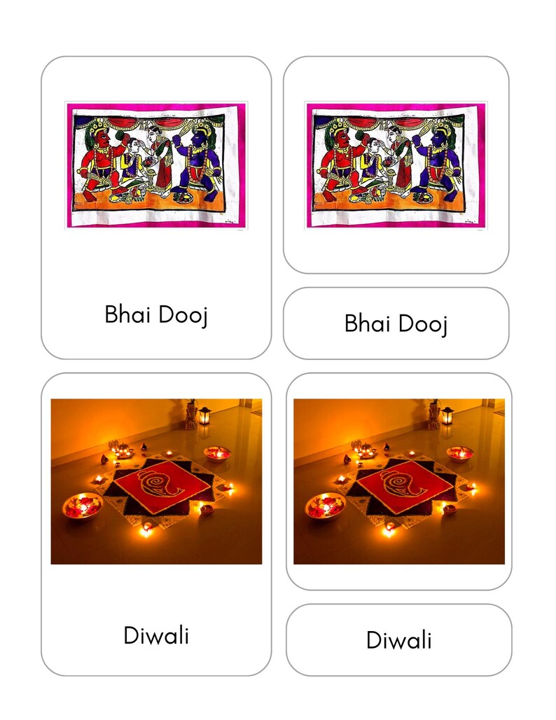 Montessori Diwali Nomenclature Cards: Festival of Lights Vocabulary ...