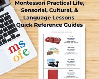 Montessori Practical Life, Sensorial, Cultural, & Language Lessons Quick Reference Guides Bundle | Primary | Early Childhood