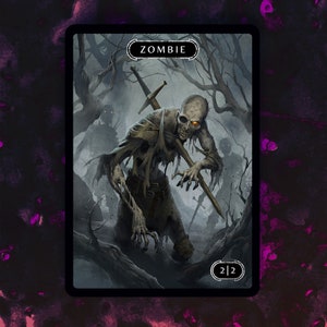 Zombie Token Cards x4 | For MTG Commander/Strategy TCG Games| Custom Proxies