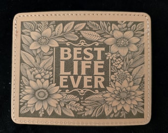 JW Laser Engraved Faux Leather Contact Card Holder: various designs.