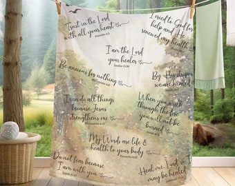 Chemo Gift Blanket Throw Christian Cancer Patient Gift Bible Verse Scripture Religious Throw Get Well Soon Prayer Blanket Care Package Gift