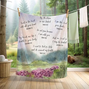 Chemo Cancer Gift Blanket Prayer Throw Christian Get Well Soon Gift God Faith Bible Verse Blanket Healing Scriptures Jesus Floral Garden