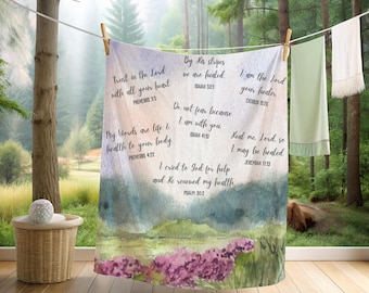 Chemo Cancer Gift Blanket Prayer Throw Christian Get Well Soon Gift God Faith Bible Verse Blanket Healing Scriptures Jesus Floral Garden