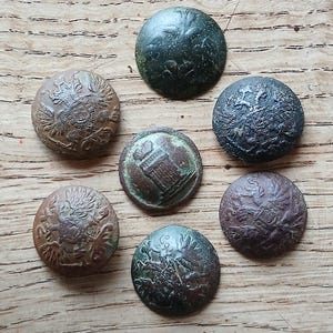 Set of Old Russia Empire Buttons, Antique Military  Collectible Buttons