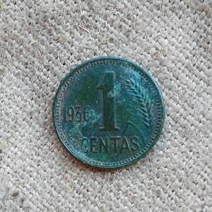 Authentic 1936 Lithuania 1 Cent Coin, Old Lithuanian Interwar Period Numismatic Gift