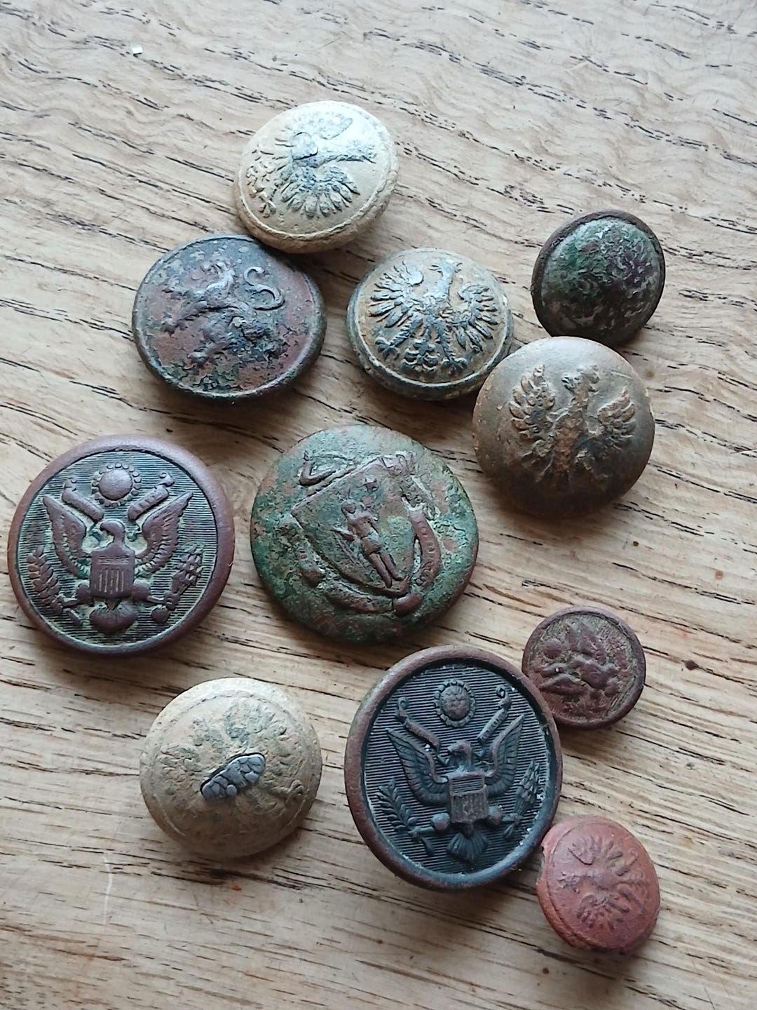 Set of Collectible Ancient Buttons, Old Vintage Different Countries ...