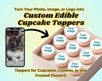 Custom Edible Cupcake Toppers Frosting Sheets Cupcake Cookie Toppers, Edible Image Photo Decals Logos. Oreos Chocolates Cake