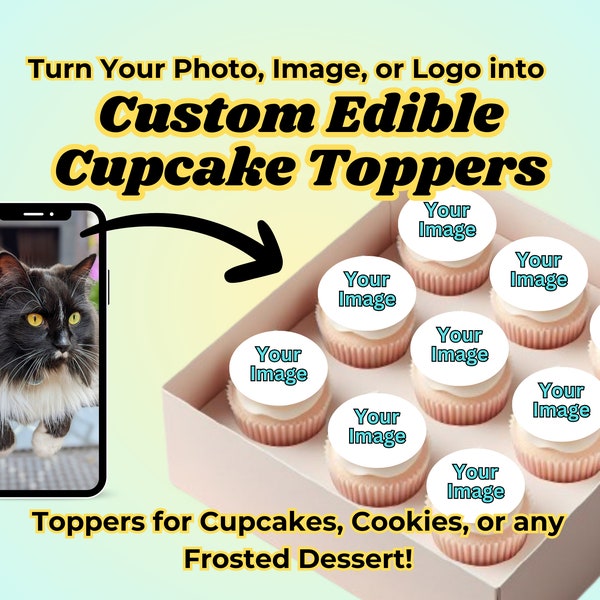 Custom Edible Cupcake Toppers Frosting Sheets Cupcake Cookie Toppers, Edible Image Photo Decals Logos. Oreos Chocolates Cake