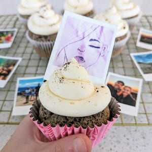 Edible Polaroid Picture Toppers, Cupcakes Cookies Cakes, Pre-cut Edible Image Toppers, Wedding, Anniversary, Birthday, Grad, Icing Paper