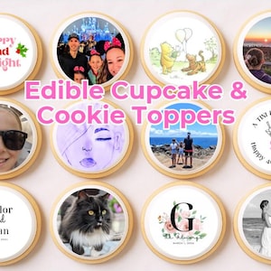 Custom Edible Cupcake or Cookie Toppers: Photo, Logo, or Image on Wafer Paper, Pre-Cut