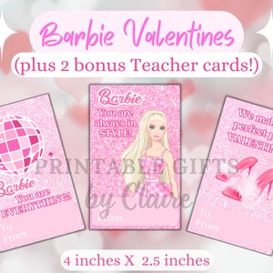 Printable Barbie Valentine's Day Cards - Etsy