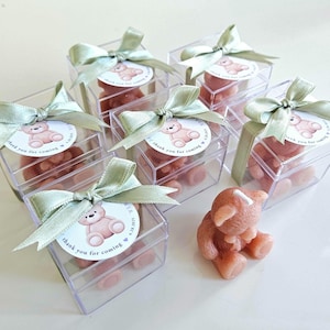 Custom Bear Candle Baby Shower Favors, Baptism Gift, Teddy Bear, Birthday, Guest Keepsake