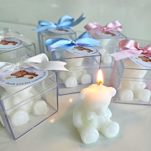 Custom Teddy Bear Candle, Baby Shower Favor, Baptism Gift, Nursery Decor, Guest Keepsake