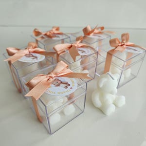 Personalized Teddy Bear Candle Favors, Baptism Gift, Baby Shower Keepsake, Gender Reveal Party