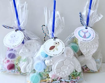Ocean Theme Plaster Painting Kit for Kids | Personalized Birthday Party Activity | Sea Animal Craft Set | Creative Take Home Favor