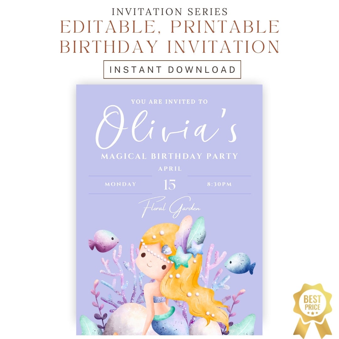 Editable Printable Birthday Invitation Template Easy Edit Invitation