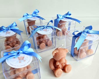 Teddy Bear Candle Favor, Guest Gift, Nursery Keepsake, Baptism Favors, Birthday Party Gift, Teddy Bear Themed Party, Baby Shower Favors