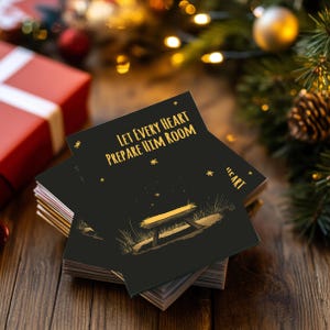 Tarjetas navideñas que le preparen un lugar a cada corazón, tarjetas de inspiración cristiana, juego de 10, 30 o 50 tarjetas, tarjetas navideñas para las fiestas